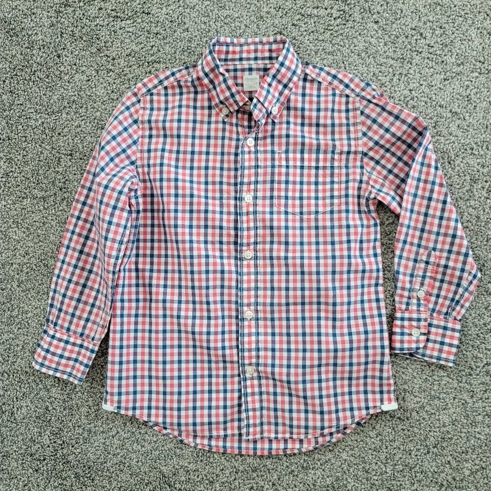 Boys Crewcuts Plaid Long Sleeve Button down Shirt 4-5